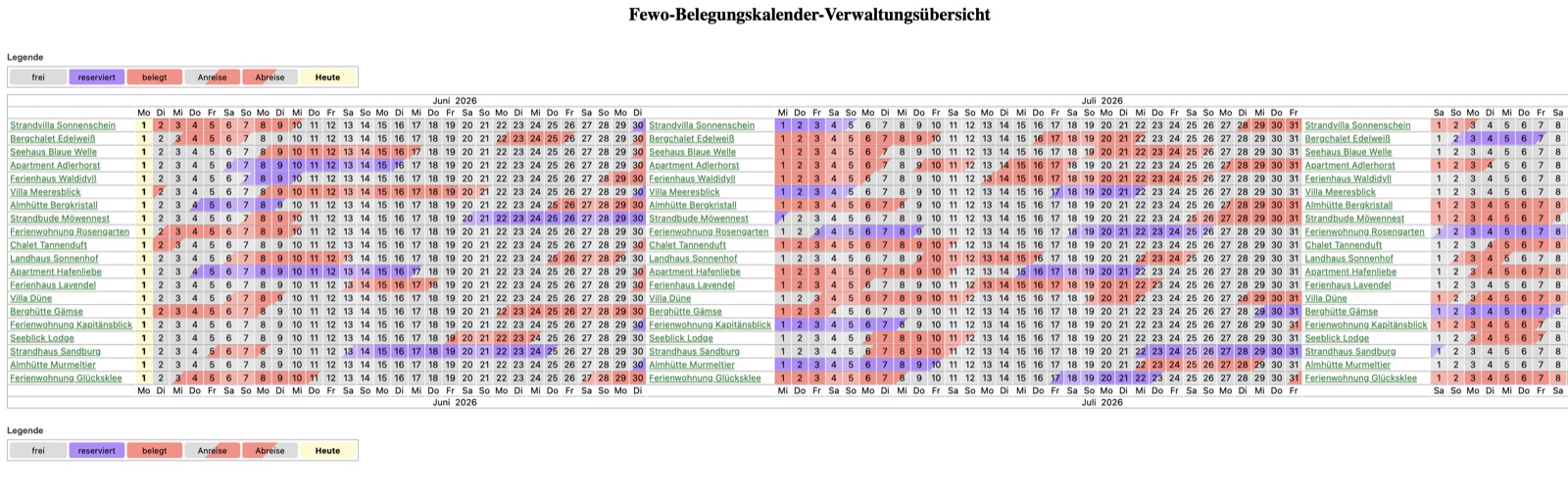 Zusammengefasster Kalender.